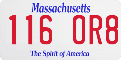 MA license plate 116OR8