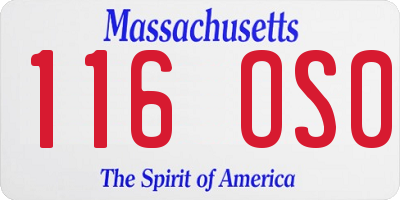 MA license plate 116OS0