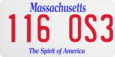 MA license plate 116OS3