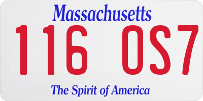 MA license plate 116OS7