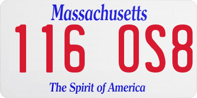 MA license plate 116OS8