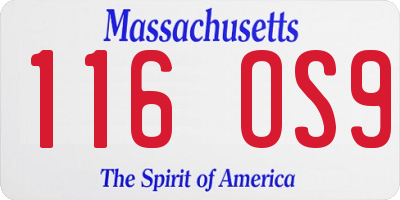 MA license plate 116OS9