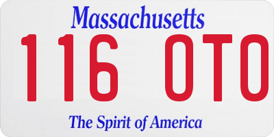 MA license plate 116OT0