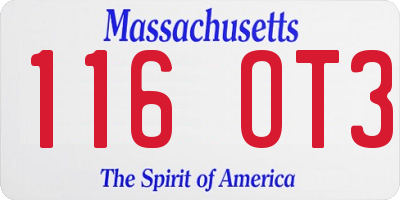 MA license plate 116OT3