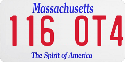 MA license plate 116OT4