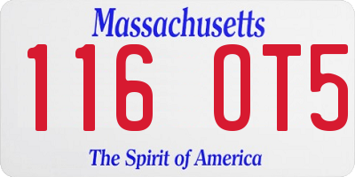 MA license plate 116OT5