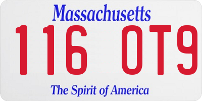 MA license plate 116OT9