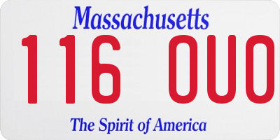 MA license plate 116OU0