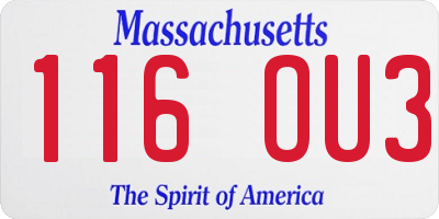 MA license plate 116OU3