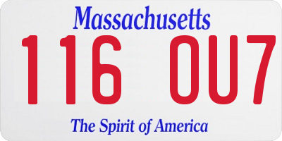 MA license plate 116OU7