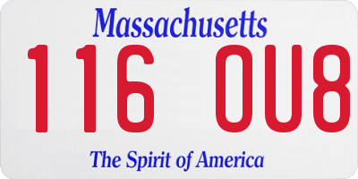 MA license plate 116OU8