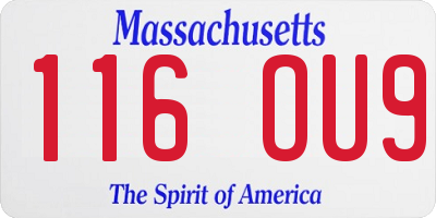 MA license plate 116OU9