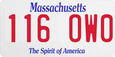 MA license plate 116OW0