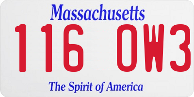 MA license plate 116OW3