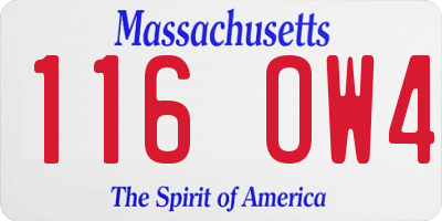 MA license plate 116OW4
