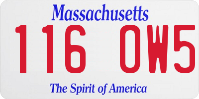 MA license plate 116OW5
