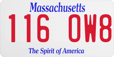 MA license plate 116OW8
