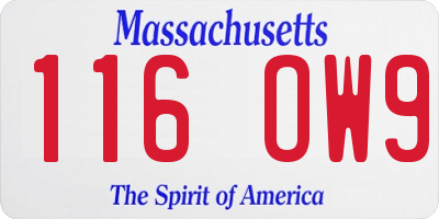 MA license plate 116OW9