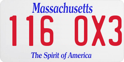 MA license plate 116OX3