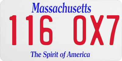 MA license plate 116OX7
