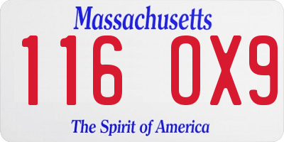 MA license plate 116OX9
