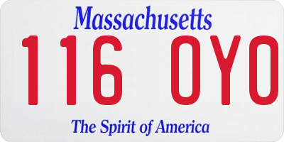 MA license plate 116OY0