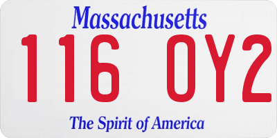 MA license plate 116OY2