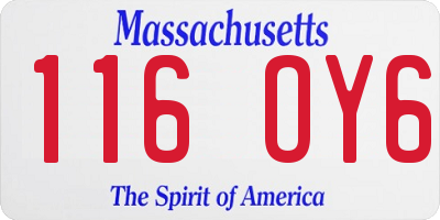 MA license plate 116OY6