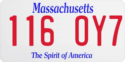 MA license plate 116OY7