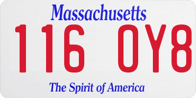 MA license plate 116OY8