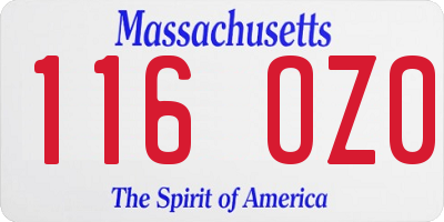 MA license plate 116OZ0