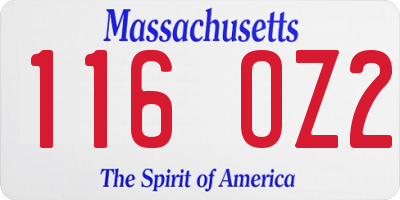 MA license plate 116OZ2
