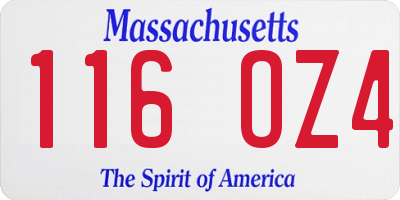 MA license plate 116OZ4