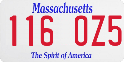 MA license plate 116OZ5