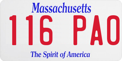 MA license plate 116PA0
