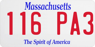 MA license plate 116PA3