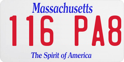 MA license plate 116PA8