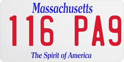 MA license plate 116PA9