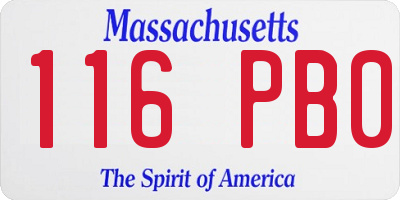 MA license plate 116PB0