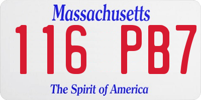 MA license plate 116PB7