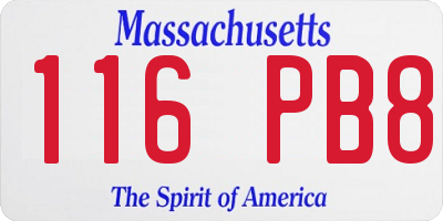 MA license plate 116PB8