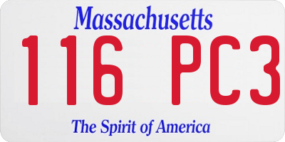 MA license plate 116PC3