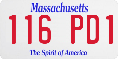 MA license plate 116PD1