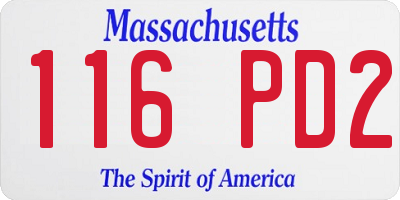 MA license plate 116PD2