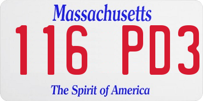 MA license plate 116PD3