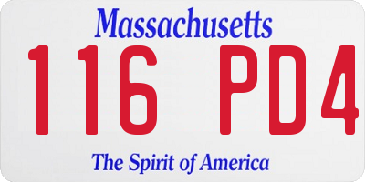 MA license plate 116PD4