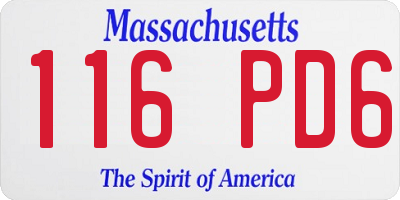 MA license plate 116PD6
