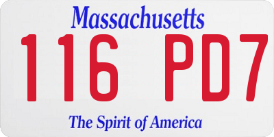 MA license plate 116PD7
