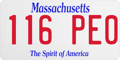 MA license plate 116PE0