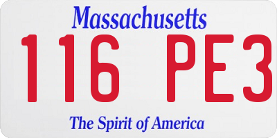 MA license plate 116PE3